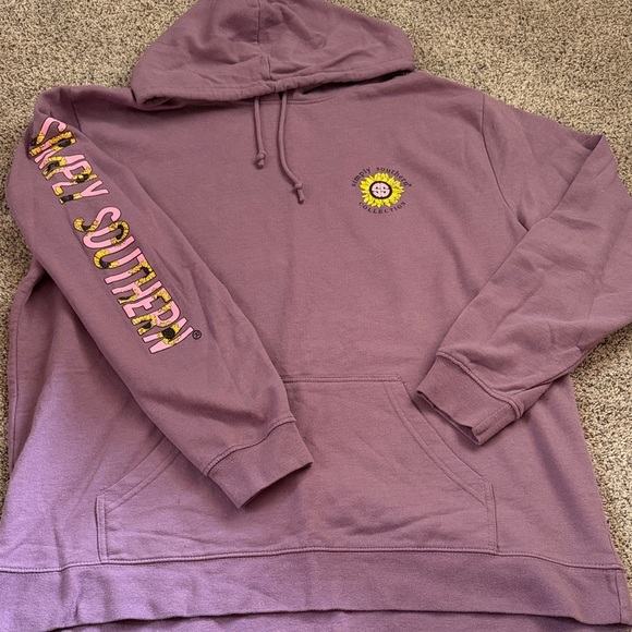 Simply Southern Tops - Simply southern purple sunflower hoodie size large